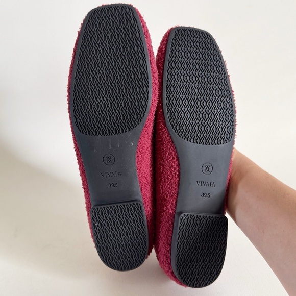 Vivaia Margot 2.0 Ballet Flat Square Terry Boucle Fuzzy Knit Comfy Burgundy 8.5 - Picture 11 of 13